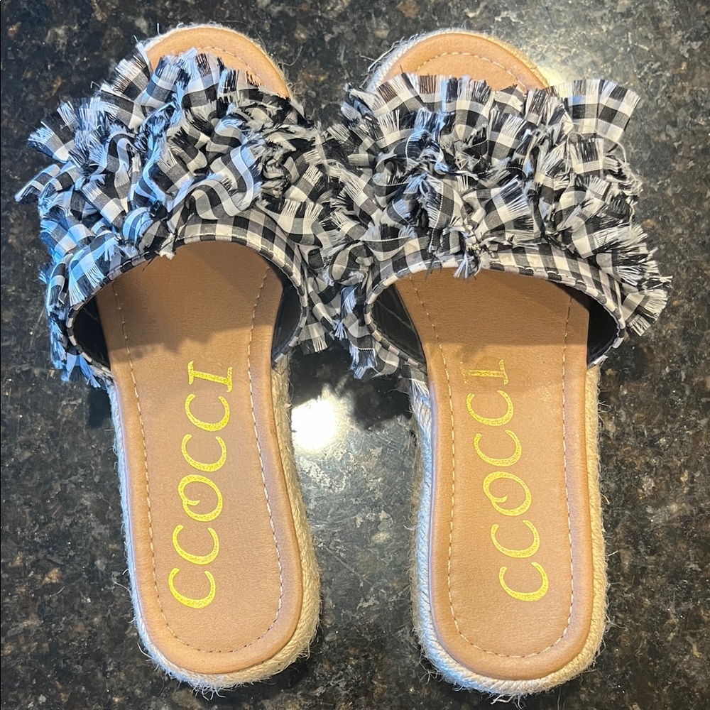 CCOCCI Checkered Fringe Slides size 7